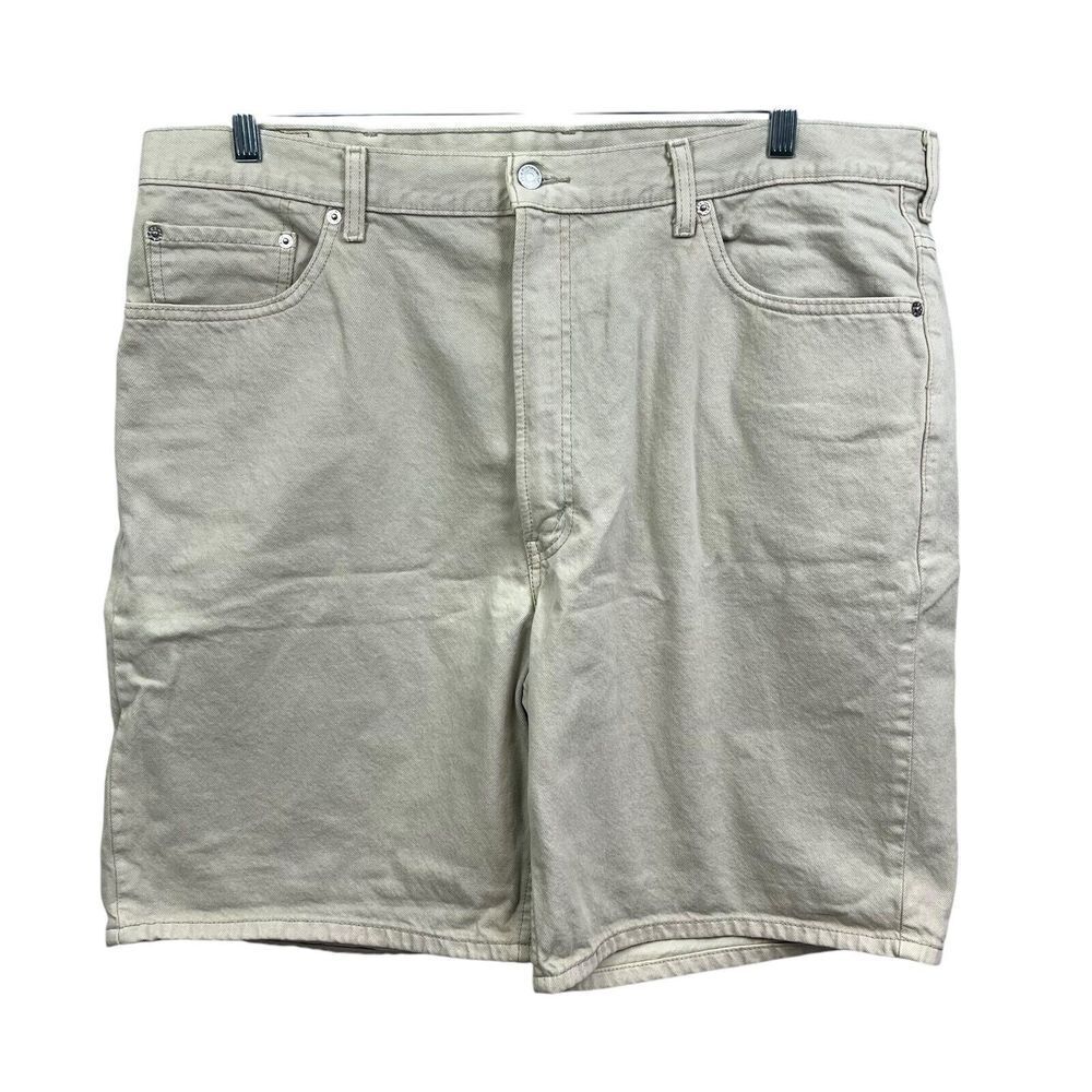 Levis Mens 550 Shorts Relaxed Fit Flat Front 5 Pocket Zip‎ Khaki Beige Sz W42*